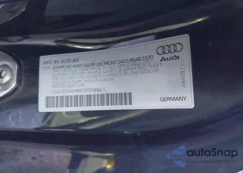 2012 Audi A5 2.0T Premium from USA, damaged, VIN WAULFAFR0CA018940